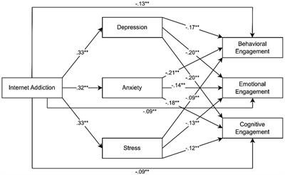 Associations between internet addiction and school engagement among Turkish college students: mediating role of psychological distress